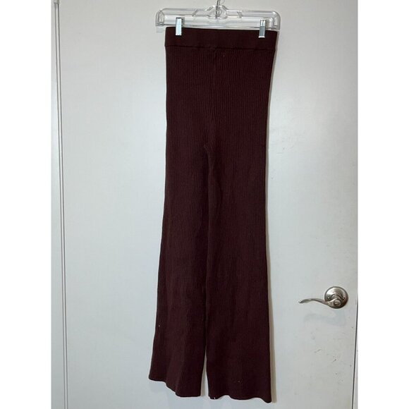 Meshki Womens High Waist Hazelnut  Ribbed Knit Flares Pants M Medium - Picture 5 of 9